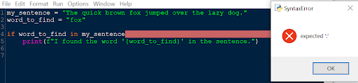 error showing